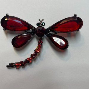 DRAGONFLY PIN IN RED GEMSTONE
